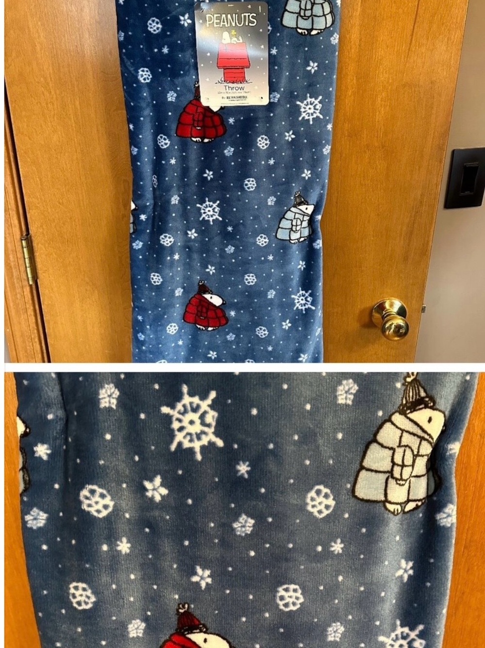 Peanuts Blue Snoopy Snowflake Fleece Throw